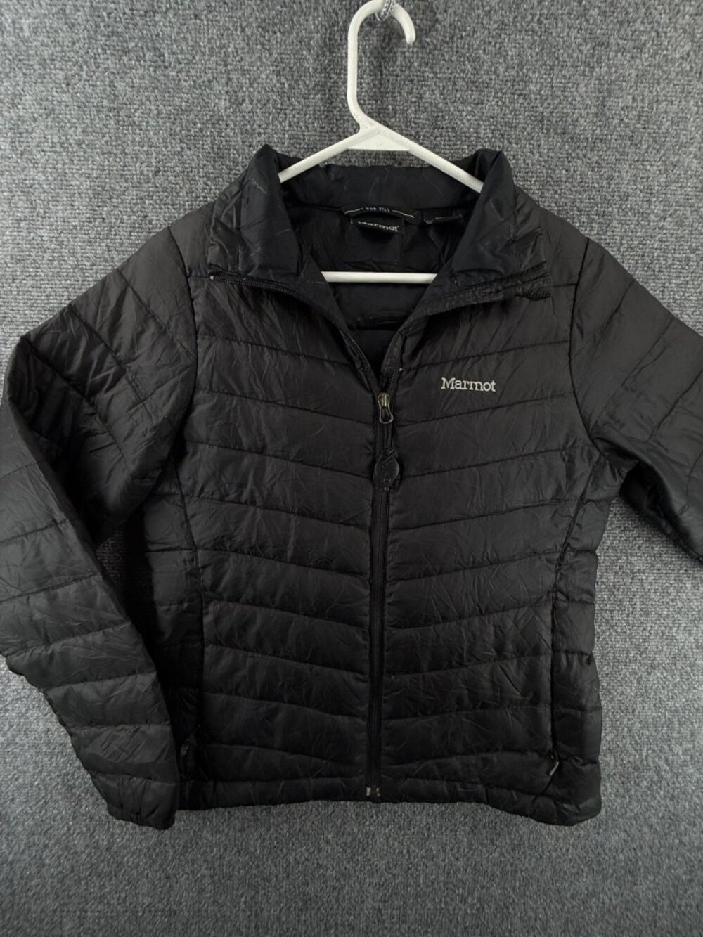 Marmot 800 Down Fill Puffer Jacket Insulated Women Black Full Zip Small Logo